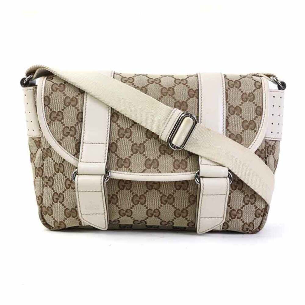 Gucci GUCCI Shoulder Bag GG Canvas Leather Ivory Brown Men's Women's 145858 h...